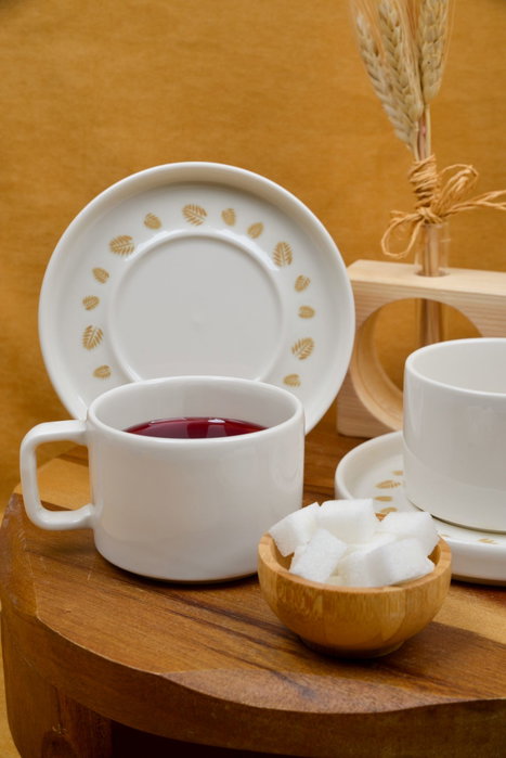Hermia Başak 4 Juego de Tazas de Té de Porcelana, 4 Piezas